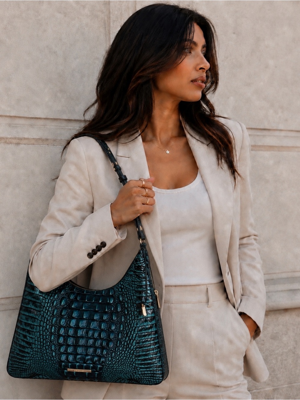 Brahmin Tabitha Shoulder Bag Blue Patina Melbourne Leather